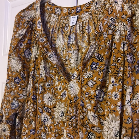 NWOT Old Navy yellow floral peasant split top blouse - Picture 7 of 10